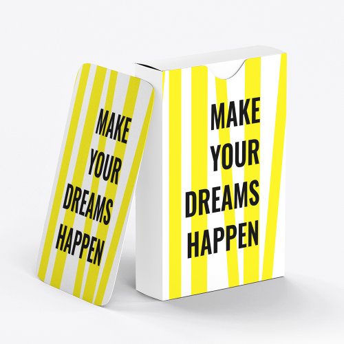 Modern Yellow Stripes  Make Your Dream Happen Poker Cards