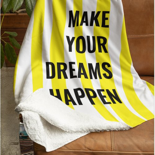 Modern Yellow Stripes  Make Your Dream Happen Sherpa Blanket