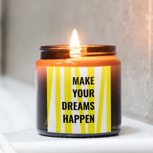 Modern Yellow Stripes & Make Your Dream Happen Square Sticker