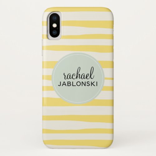 Modern Yellow Stripes Monogram iPhone X Case