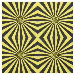 Modern Yellow Sun Ray Pattern Fabric