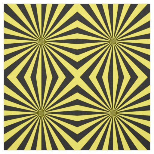 Modern Yellow Sun Ray Pattern Fabric