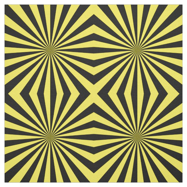 Modern Yellow Sun Ray Pattern Fabric (Swatch)