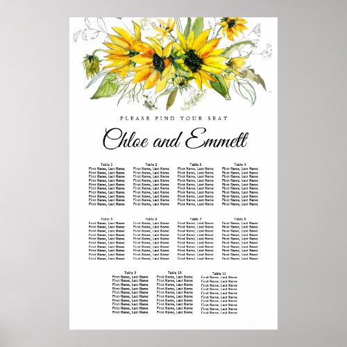 Modern Yellow Sunflower 11_Table Seating Chart