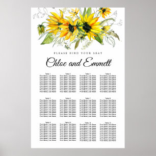 Modern Yellow Sunflower 12-Table Seating Chart