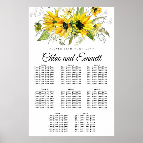 Modern Yellow Sunflower 8_Table Seating Chart