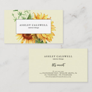 Modern Yellow Sunflower  Business Card