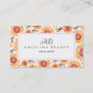 Modern Yellow Sunflower Floral Business Card
