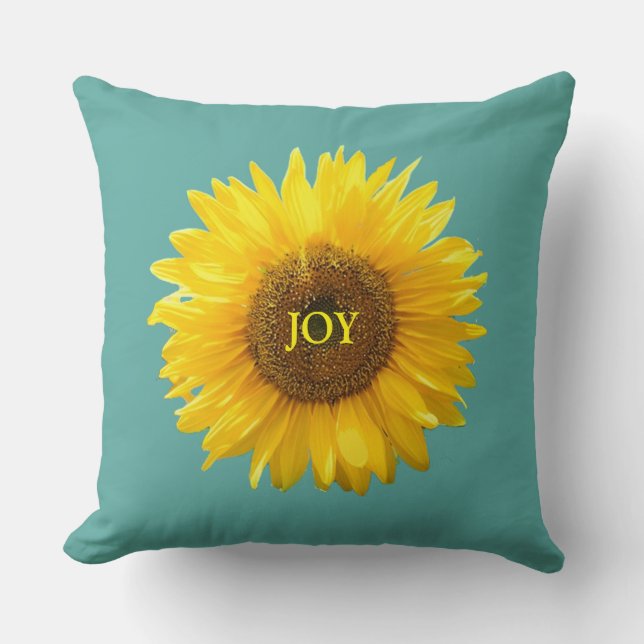 Modern Yellow Sunflower on Teal Throw Pillow (Front)