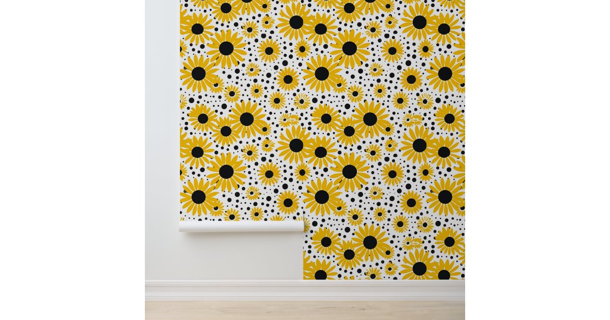 Modern yellow sunflower pattern wallpaper | Zazzle