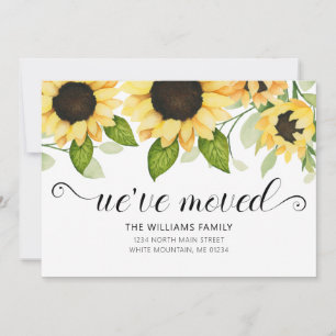 Modern Yellow Sunflower Watercolor Floral Moving Announcement