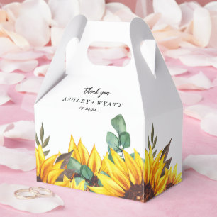 Modern Yellow Sunflower Wedding Favor Box