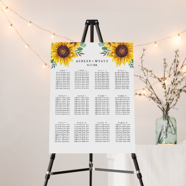 Modern Yellow Sunflower Wedding Foam Board (In Situ (Stand))