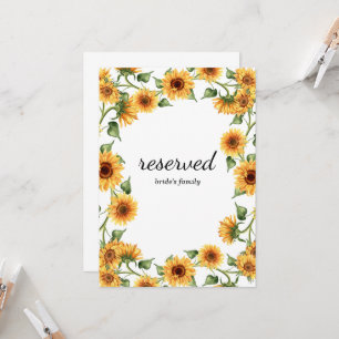 Modern Yellow Sunflower Wedding reserved sign