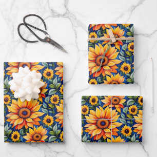 Modern Yellow Sunflower Wrapping Paper Sheets