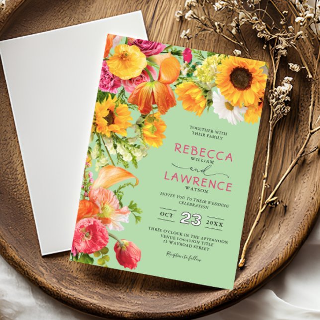 modern yellow sunflowers wedding invitation (Creator Uploaded)