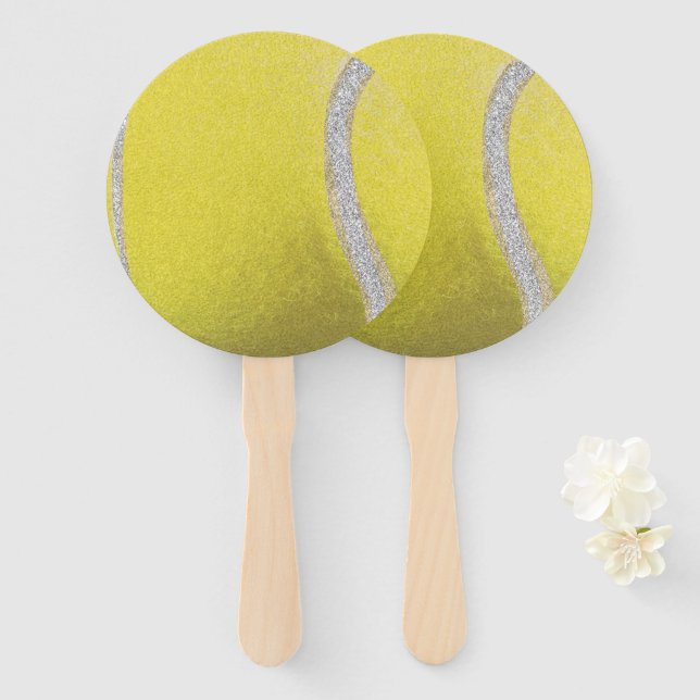 Modern Yellow Tennis Ball   Hand Fan (Front and Back)