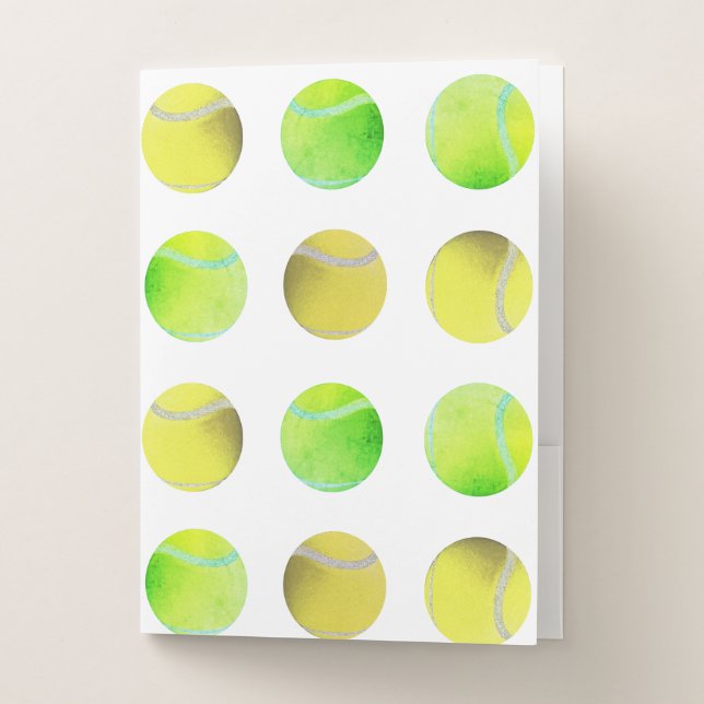 Modern Yellow Tennis Ball Pattern Player White  Pocket Folder (Front)