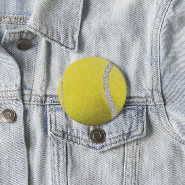 Modern Yellow Tennis Ball With Faux Glitter Line Button (In Situ)