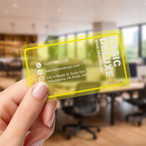 Modern YELLOW Translucent Clear Business Cards