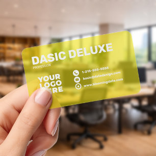 Modern yellow Translucent with logo Clear Business Cards