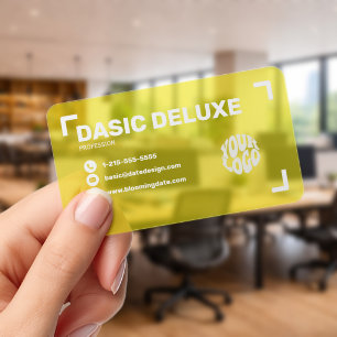 Modern yellow Translucent with logo Clear Business Cards