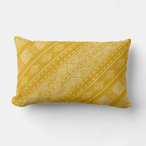 Modern Yellow Tribal Pattern Lumbar Pillow
