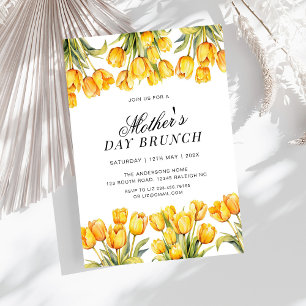 Modern Yellow Tulips Floral Mothers Day Brunch Invitation