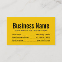 Modern Yellow Veterinary Dentist Business Card