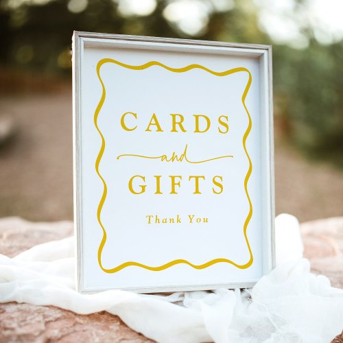 Modern Yellow Wavy Frame Cards and Gifts Poster