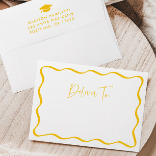 Modern Yellow Wavy Frame Graduation Envelope