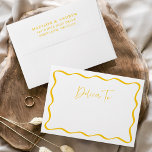 Modern Yellow Wavy Frame Wedding Envelope<br><div class="desc">Add a stylish touch to your wedding suite with these Modern Yellow Wavy Frame personalized wedding envelopes. The front of the envelope features a yellow wavy frame border with "Deliver To" displayed in a handwritten yellow script. The retro wedding envelope reverses to display your names and return address on the...</div>