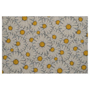 Modern Yellow White Daisy Floral Pattern Fabric
