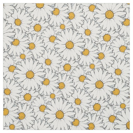 Modern Yellow White Daisy Floral Pattern Fabric