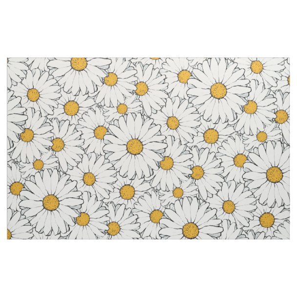 Daisy Fabric Yellow Daisy Fabric Cotton or Poly | Zazzle.com