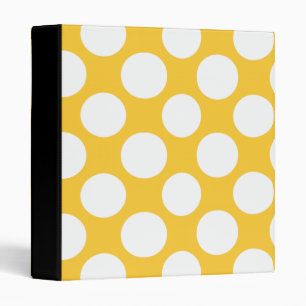 Modern Yellow White Polka Dots Pattern 3 Ring Binder