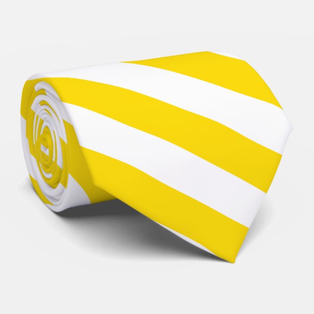 Modern Yellow White Striped Template Elegant Cool Neck Tie (Rolled)