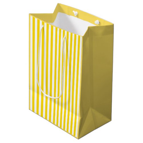 Modern Yellow White Stripes Template Elegant Medium Gift Bag