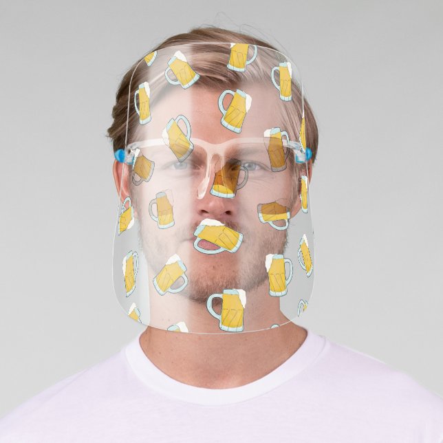 Modern Yellow White Watercolor Beer Steins Safety Face Shield (Insitu)