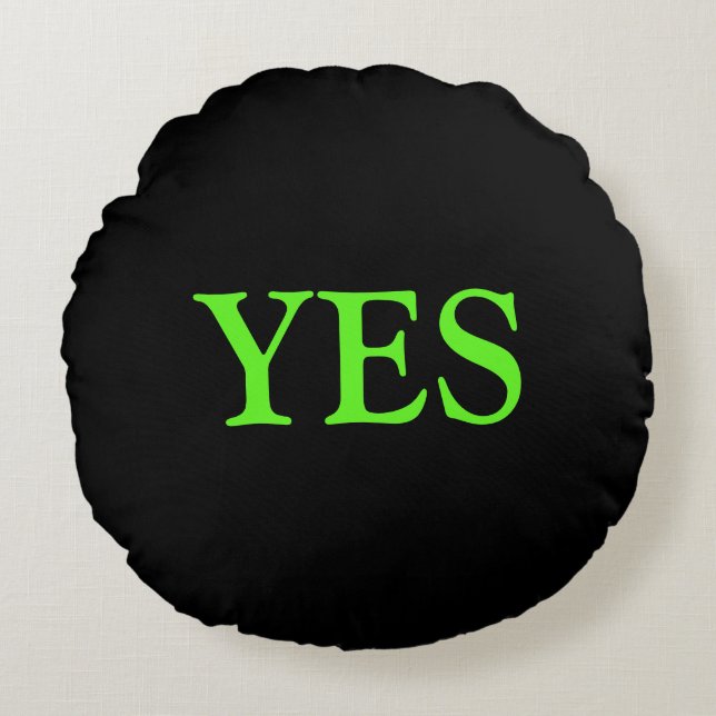 Modern Yes and No Fun Game Round Pillow (Front)