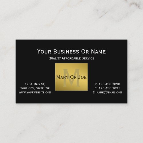Modern Yet Classic Black White And Gold Monogram Business Card