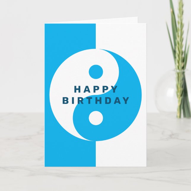 Modern YinYang Happy Birthday greeting card (Front)