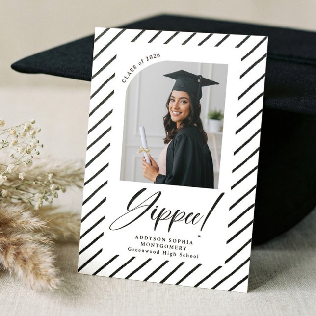 Modern Yippee! Graduation Grad Photo Announcement (Modern Yippee! Graduation Grad Photo Announcement)