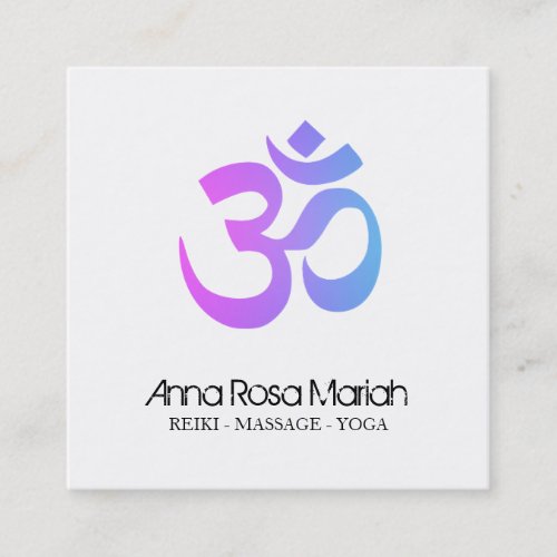   Modern Yoga Energy Healer Aum Om Symbol Square Business Card