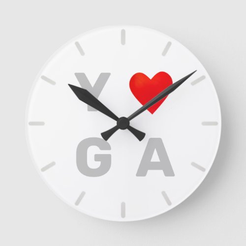 Modern Yoga Heart Round Clock