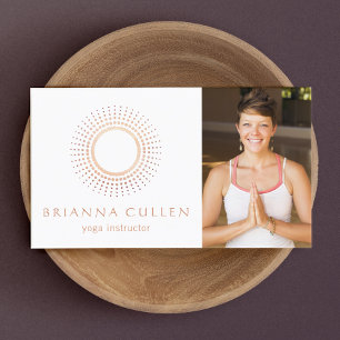 Modern Yoga Instructor Mandala Circle Logo Photo Business Card