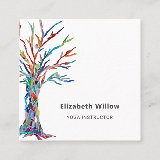 Modern Yoga Instructor Square Business Card (Front)