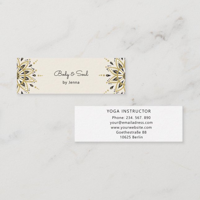 Modern Yoga Massage Wellness Business Center Belli Mini Business Card (Front/Back)