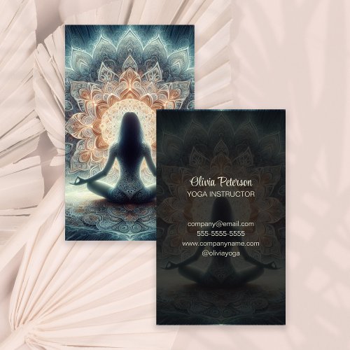 Modern Yoga Teacher Mandala Yogi Girl Business Card