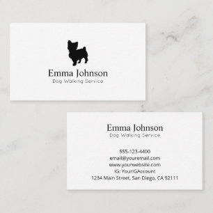 Modern Yorkshire Terrier Logo Dog Walking Business Card